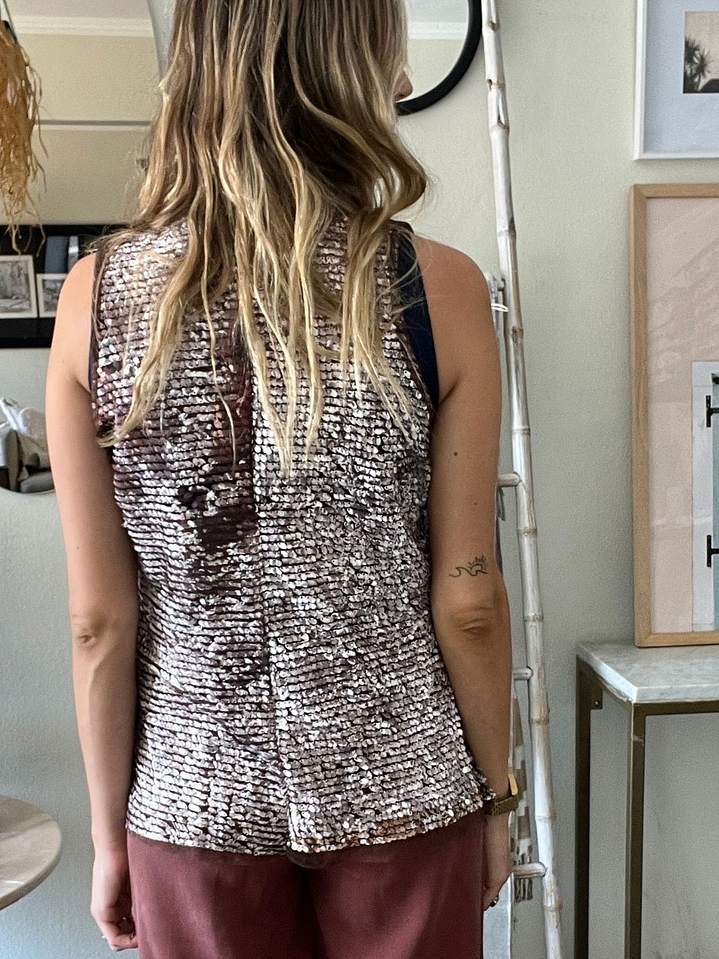 Polera Café Lentejuelas Talla Estándar 3