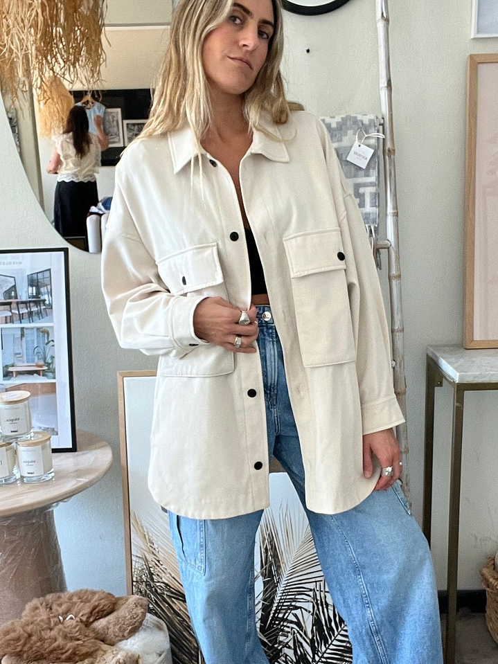 Sobrecamisa Oversize Blanco Invierno Nude Talla M Zara 1