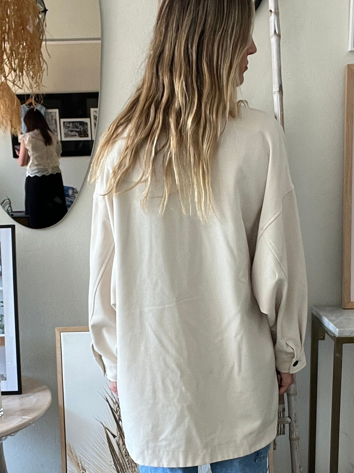 Sobrecamisa Oversize Blanco Invierno Nude Talla M Zara 3
