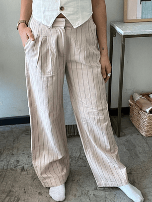 Pantalones Beige Líneas Verticales Talla 36 Cotton-on