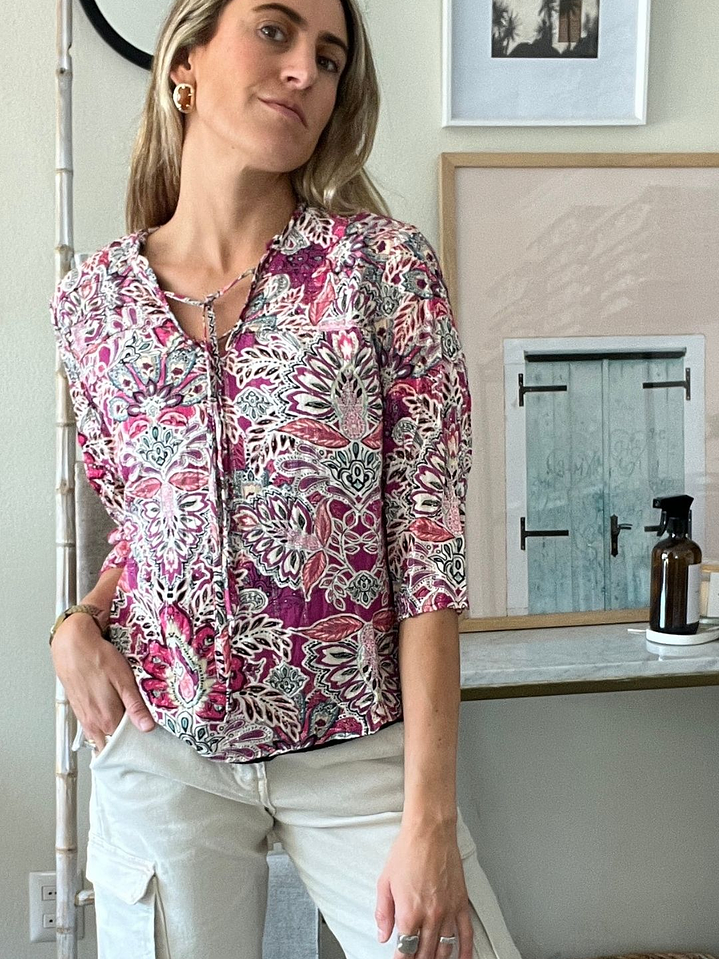 Blusa Diseños Indi Manga Tres Cuartos Talla 40 ASH 1