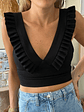 Top Negro Cuello en V Vuelos Talla XS  - thumbnail 3