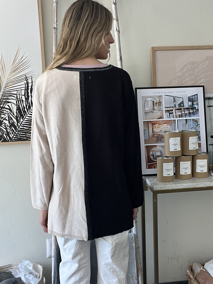 Chaleco Bicolor Beige con Negro XL Viaressa 2