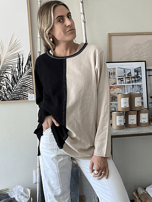 Chaleco Bicolor Beige con Negro XL Viaressa