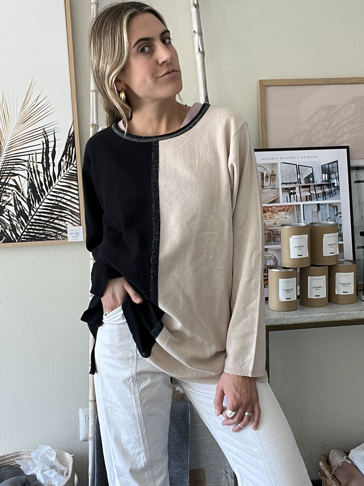 Chaleco Bicolor Beige con Negro XL Viaressa 1