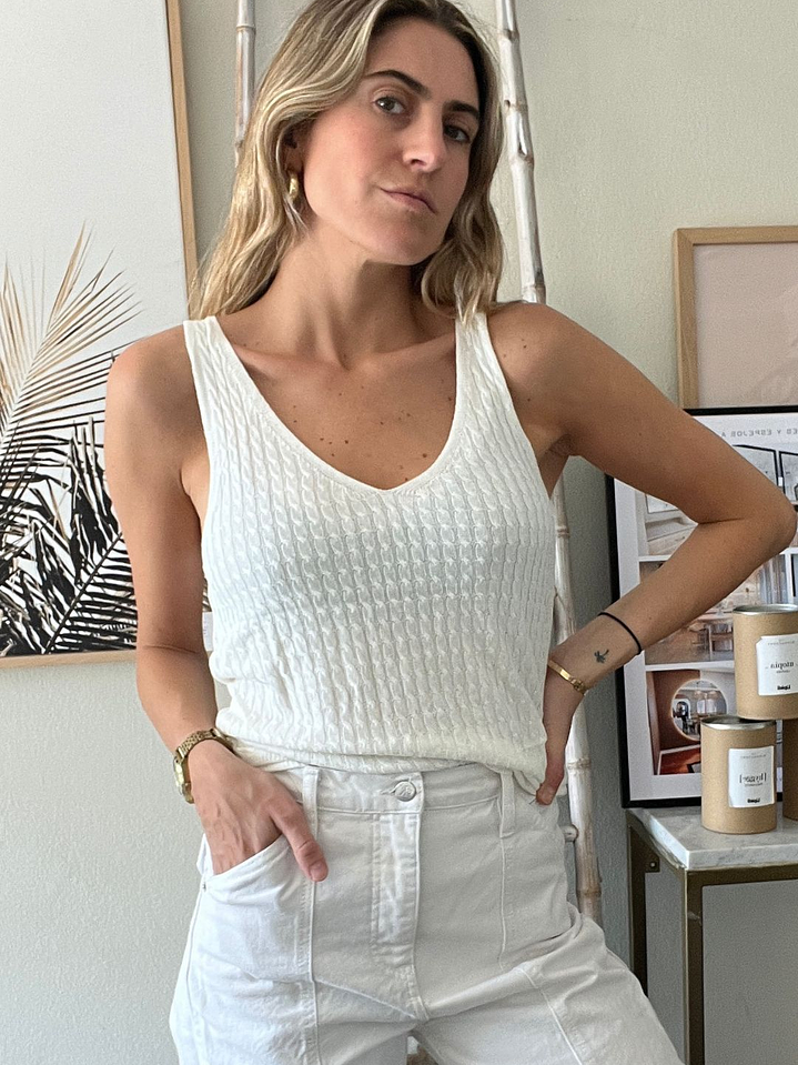 Polera Blanco Invierno De Hilo Talla M ASH 3