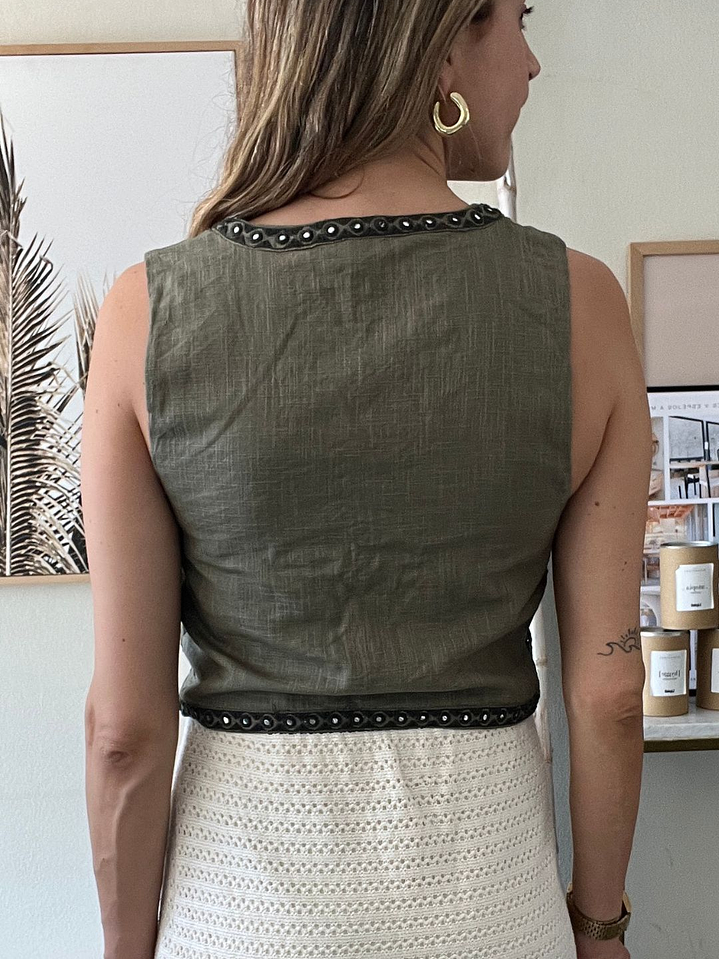 Top Verde Musgo Bordados Talla S Umbrale 3