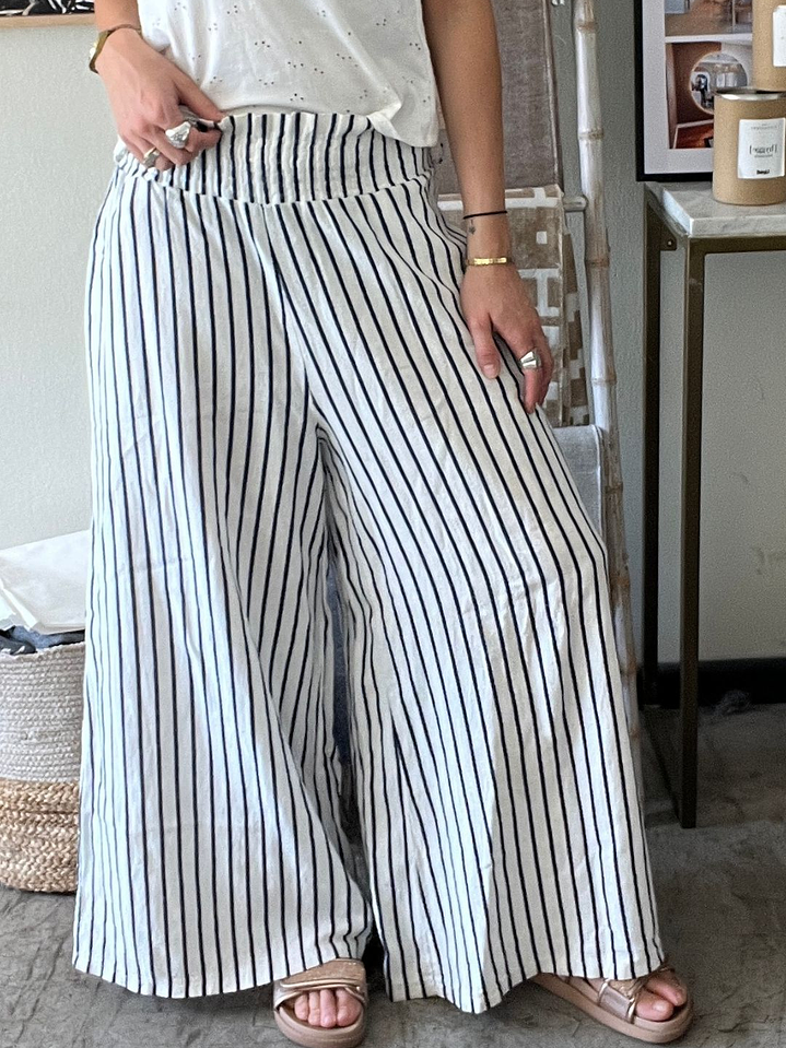 Pantalones Blancos Rayas Azules Italy Talla L  1