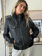 Chaqueta Bomber Vintage 100% Cuero Negra Leather By Stradivarius - thumbnail 3