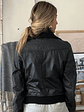 Chaqueta Bomber Vintage 100% Cuero Negra Leather By Stradivarius - thumbnail 5