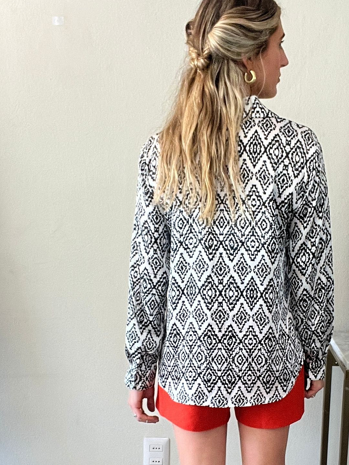 Blusa Black And White Diseños Satinada Talla S Zara 3