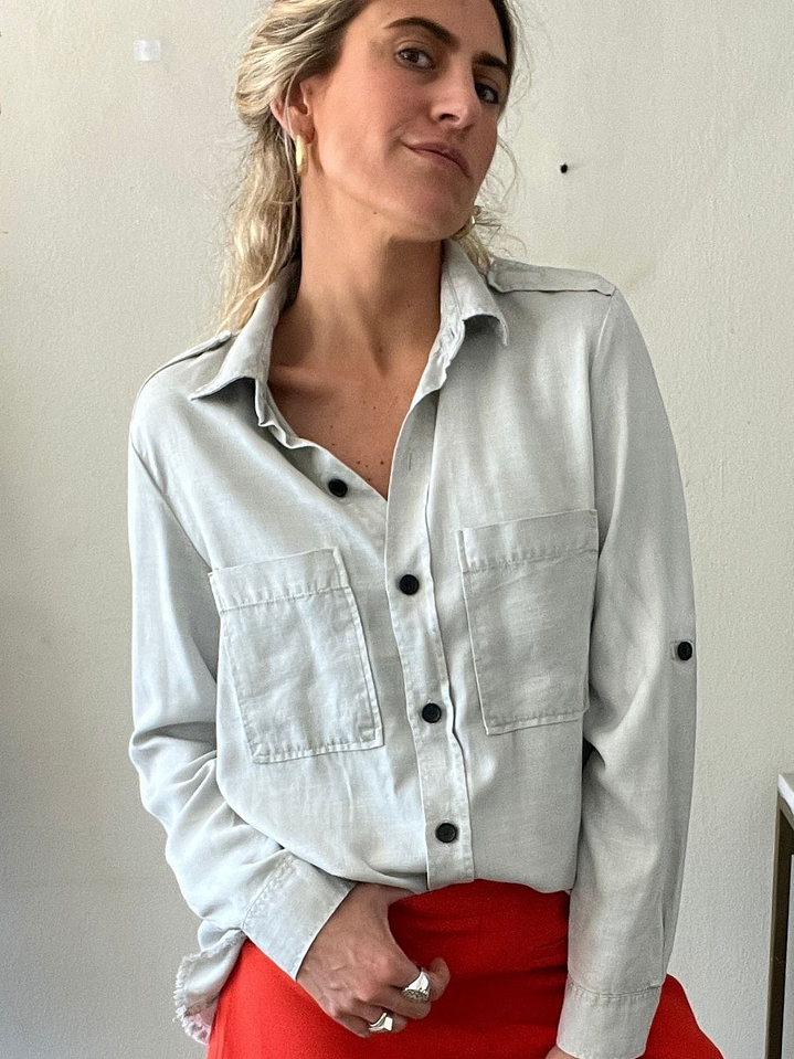 Blusa Tipo Lino Verde Claro Talla L Zara 3