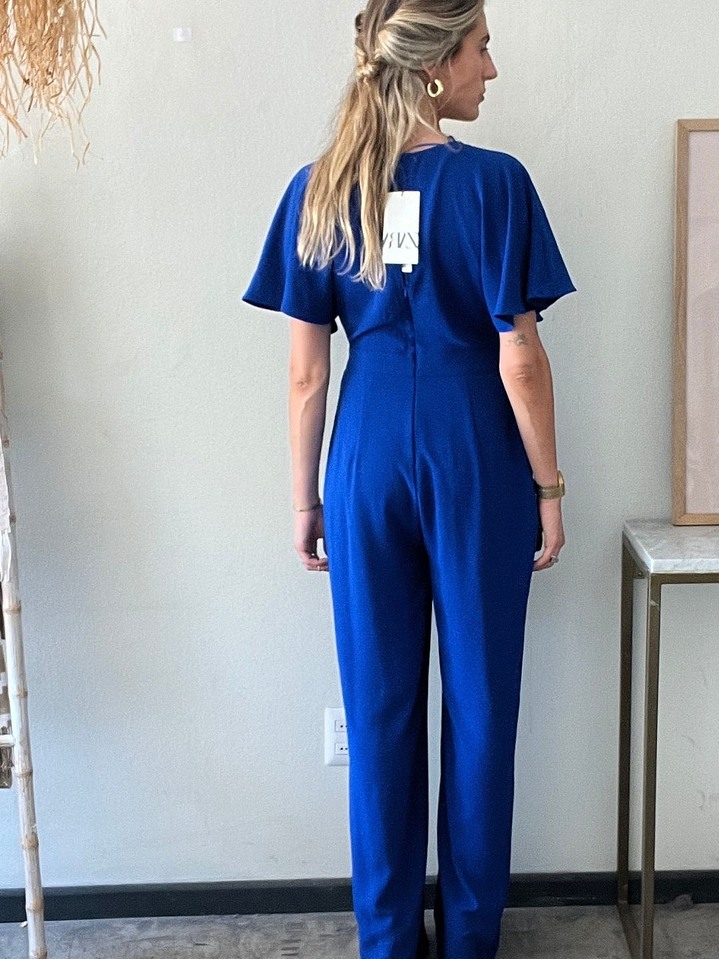 Enterito Azul Elegante Escote en V Con Etiqueta Talla M Zara 2