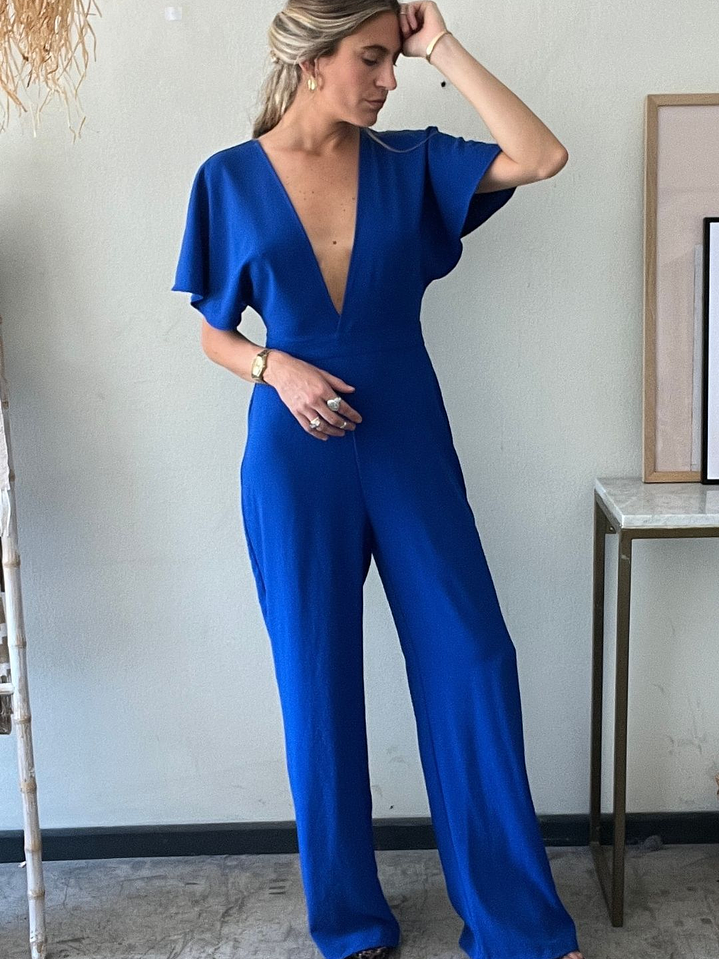 Enterito Azul Elegante Escote en V Con Etiqueta Talla M Zara 3
