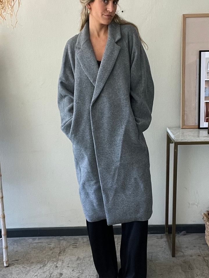 Chaqueta Abrigo Paño Gris Oversize Con Etiqueta Talla XS H&M 2