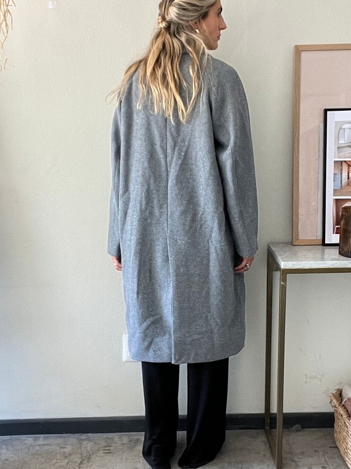 Chaqueta Abrigo Paño Gris Oversize Con Etiqueta Talla XS H&M 3