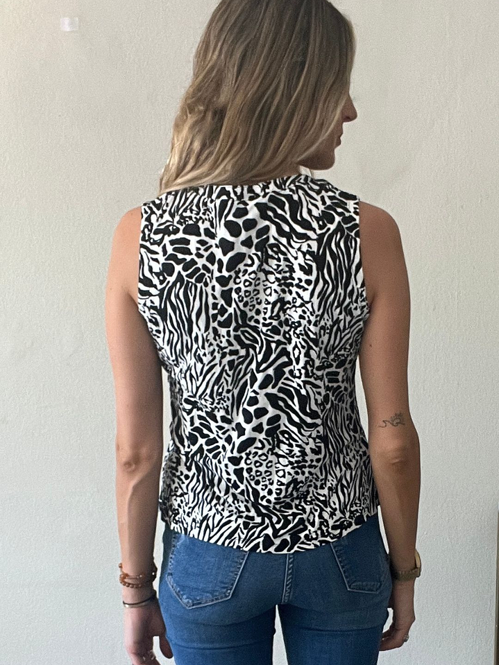 Polera Sin Mangas Print Black And Wite Talla M ASH 2