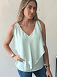 Polera Blusa Verde Agua Escote Vuelo En V Talla L ASH - thumbnail 1