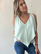 Polera Blusa Verde Agua Escote Vuelo En V Talla L ASH - thumbnail 3
