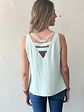 Polera Blusa Verde Agua Escote Vuelo En V Talla L ASH - thumbnail 4