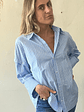Blusa Celeste Rayas Blancas Mangas Desmontables Talla L Zara - thumbnail 1