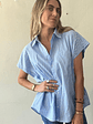 Blusa Celeste Rayas Blancas Mangas Desmontables Talla L Zara - thumbnail 4
