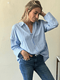 Blusa Celeste Rayas Blancas Mangas Desmontables Talla L Zara - thumbnail 6