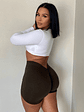 Short unicolor corte en cintura en V atrás profundo - thumbnail 3