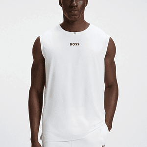 CAMISETA DE TIRANTES DEPORTIVA DE TEJIDO ELÁSTICO CON RAYAS TRASERAS PLAYERA REGULAR FIT HOMBRE