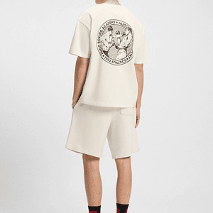 CAMISETA DE PUNTO DE ALGODÓN CON ILUSTRACIÓN DE BOXEO PLAYERA OVERSIZE FIT HOMBRE