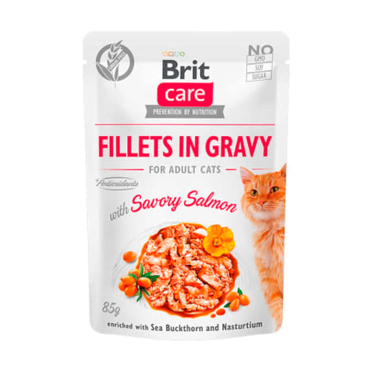 BRIT CARE CAT FILLETS IN GRAVY SALM 85 G