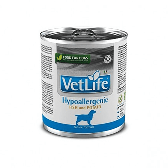 VETLIFE HYPOALLERGIC FISH AND POTATO LATA 300 gr