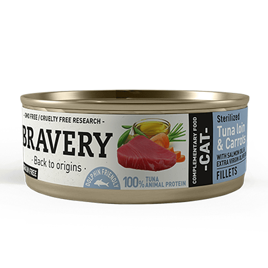 BRAVERY CAT STERILIZED CHICKEN TUNA LOIN CARROTS 70 GR