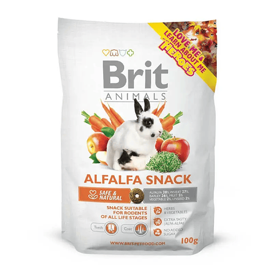 BRIT ANIMALS ALFALFA SNACK FOR RODENTS 100G