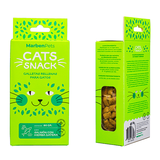 CATS SNACKS SALMON CON HIERBA GATERA 80 GR