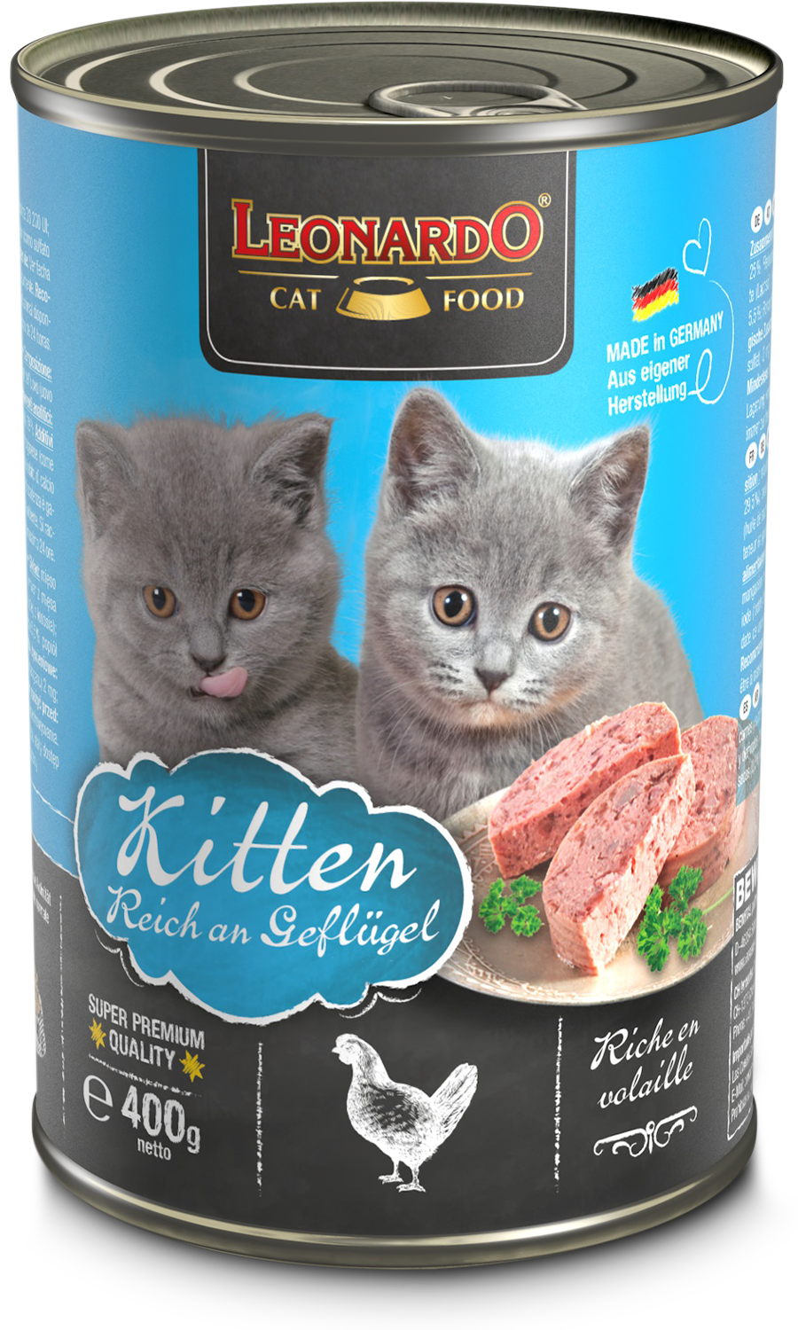 Leonardo Lata Quality Selection Kitten 400Gr / ¡Alimento húmedo premium para consentir a tu gatito!