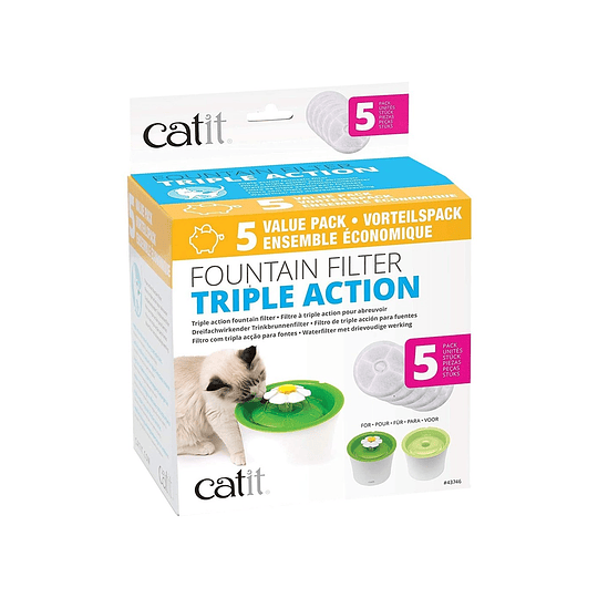 CATIT FILTRO FUENTE TRIPLE ACCION 5 UNIDADES