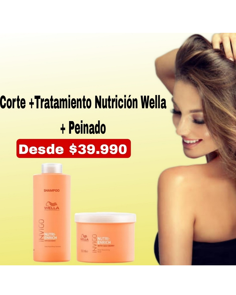 Corte + Tratamiento Nutrición Wella + Peinado 