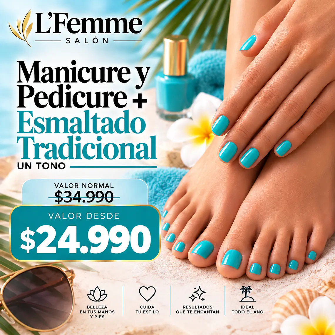 Manicure y Pedicure Esmaltado Tradicional  1