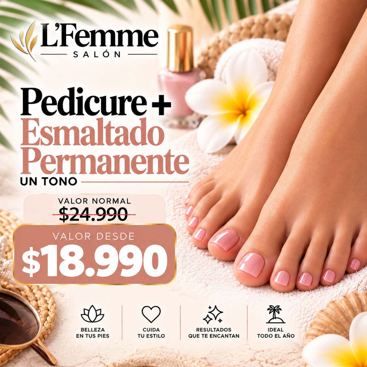 Pedicure Mas Esmaltado Permanente un Tono