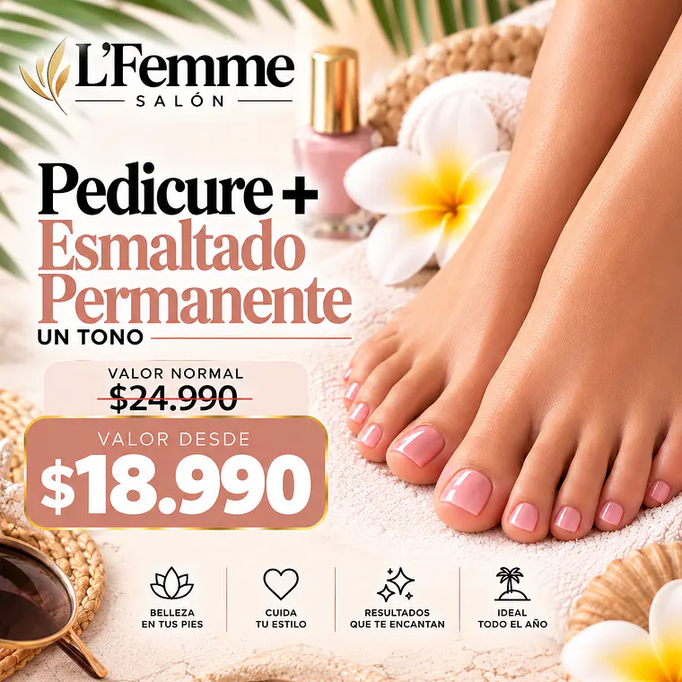 Pedicure Mas Esmaltado Permanente un Tono  1
