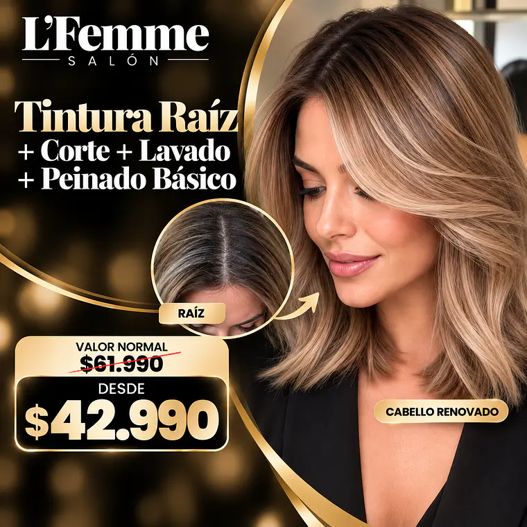Tintura Raíz + Corte + Lavado + Peinado básico 1