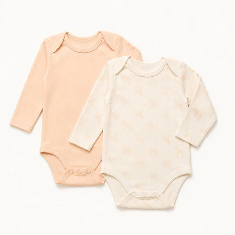 Set 2 Bodys Manga Larga 100% Algodón para Niñas