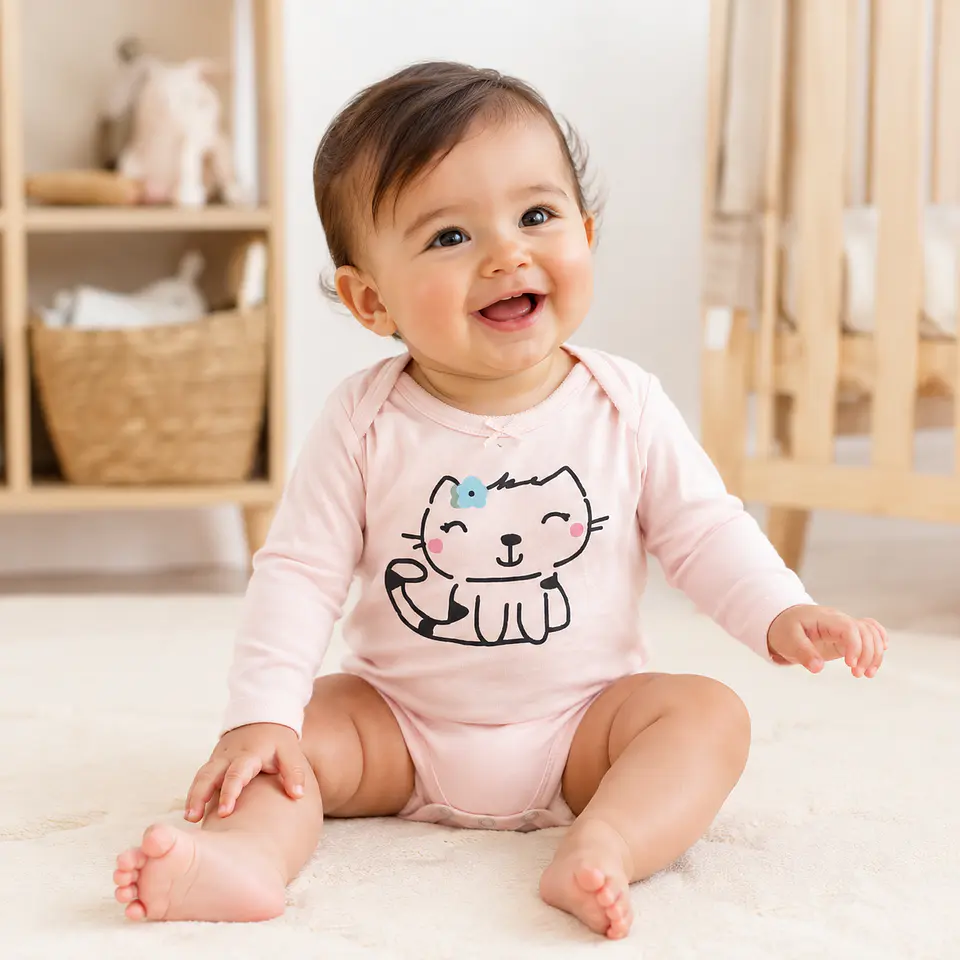 Set 5 Bodys 100% Algodon para Niñas diseño Gatitos 7