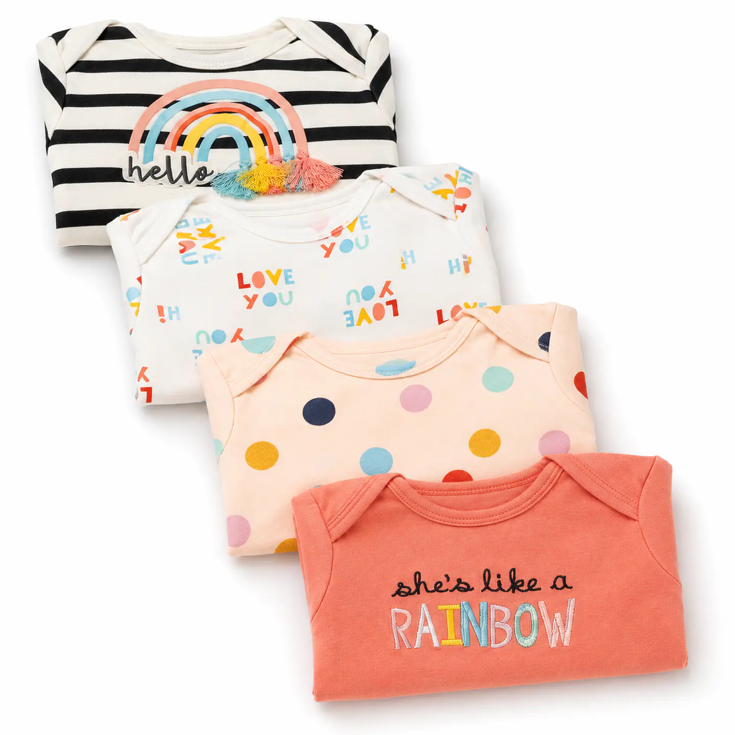 Set 4 Bodys 100% Algodón para Niñas diseño Arcoíris 2