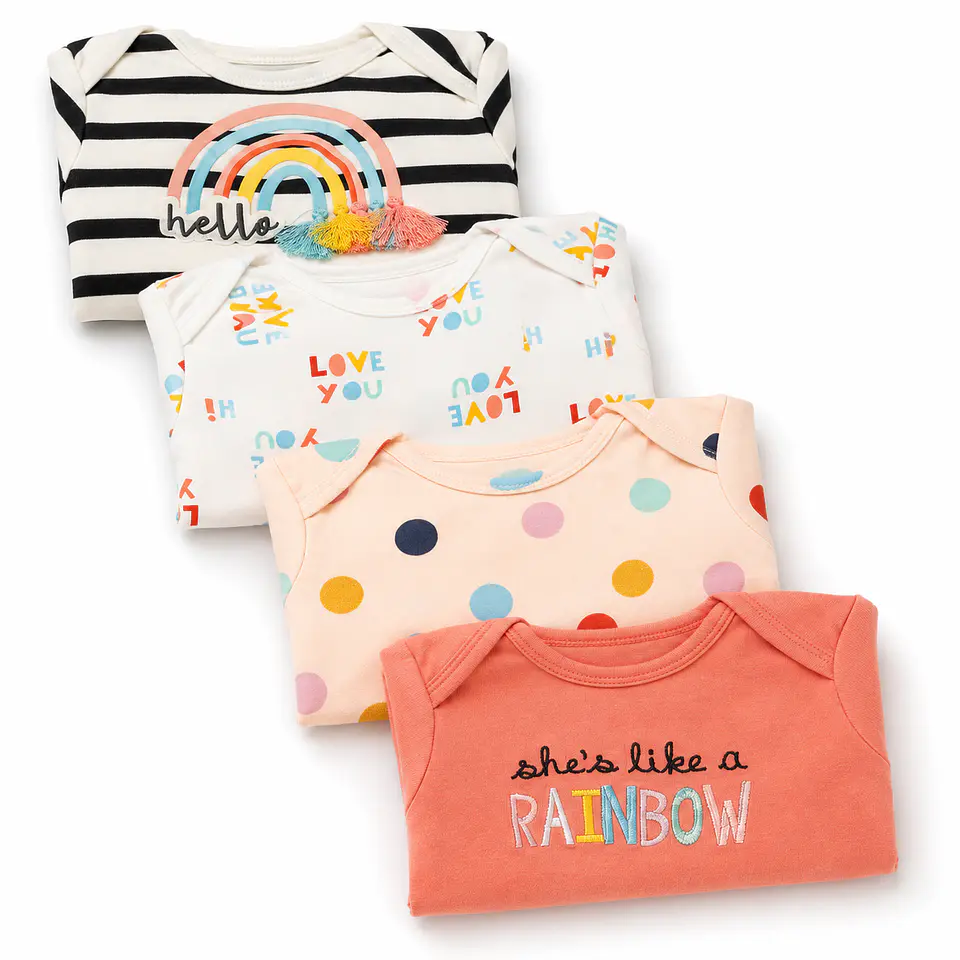 Set 4 Bodys 100% Algodón para Niñas diseño Arcoíris 2