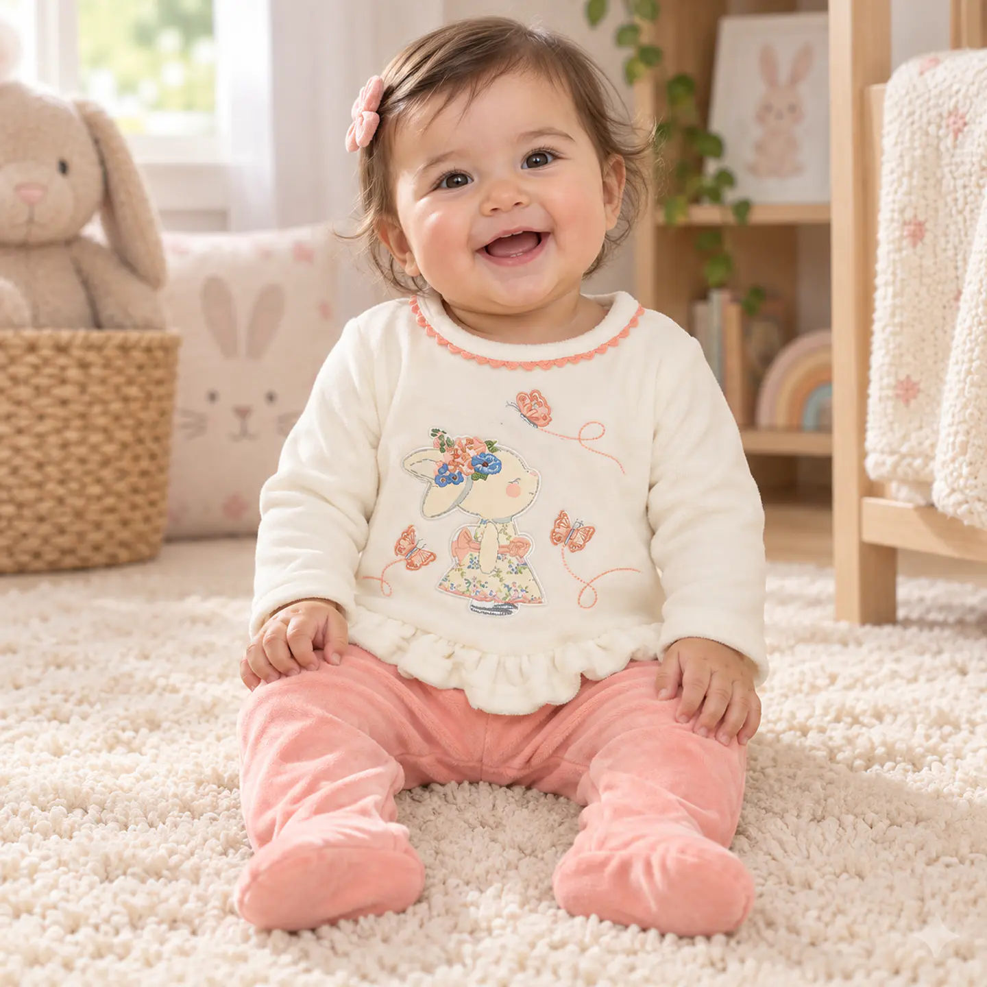Conjunto Aterciopelado 2 Piezas para Bebé Niña – Conejita y Mariposas 2
