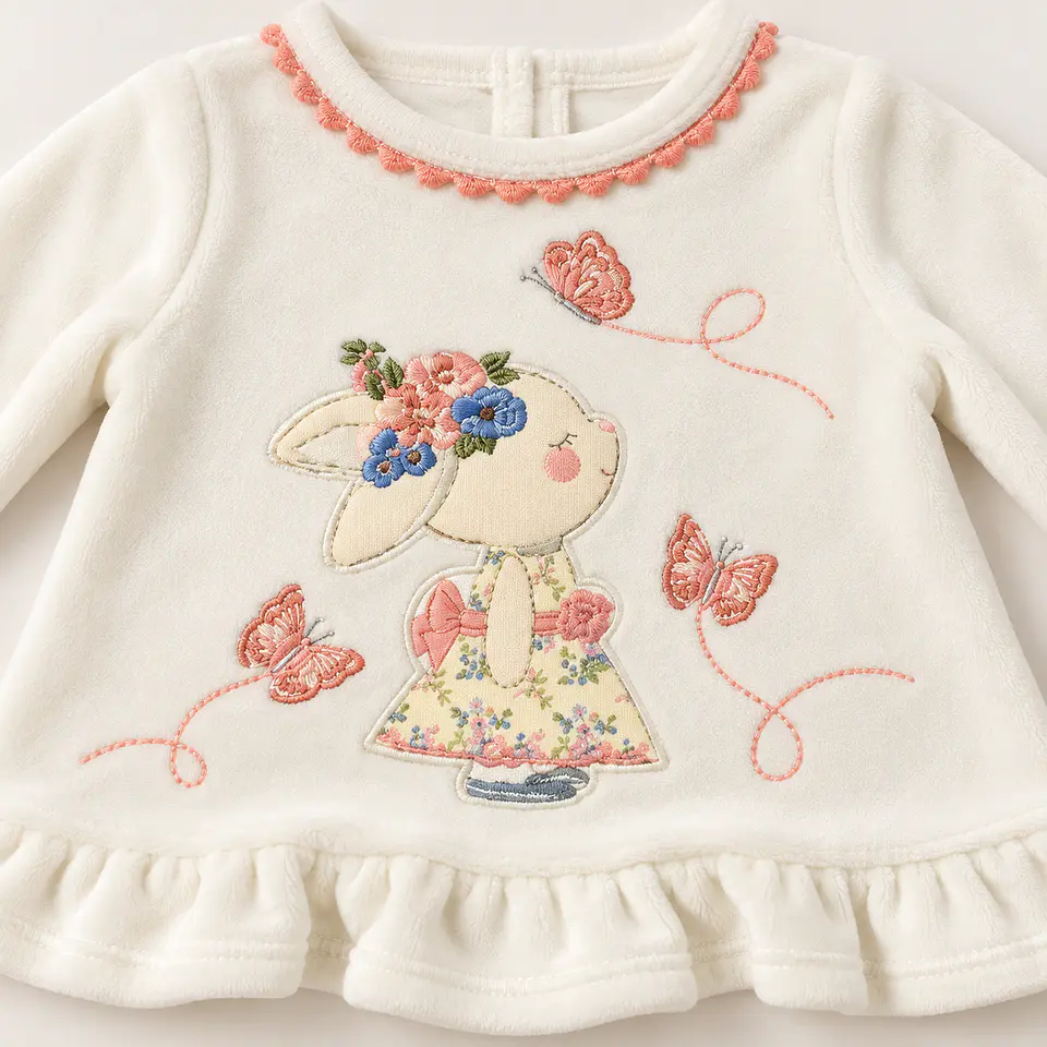 Conjunto Aterciopelado 2 Piezas para Bebé Niña – Conejita y Mariposas 3
