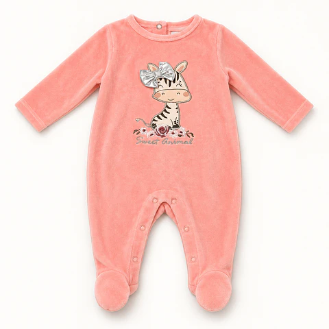 Enterito 100% Algodón para Bebé Niña – Cebra Sweet Animal