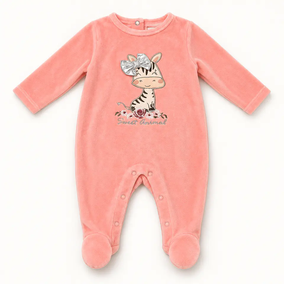 Enterito 100% Algodón para Bebé Niña – Cebra Sweet Animal 1